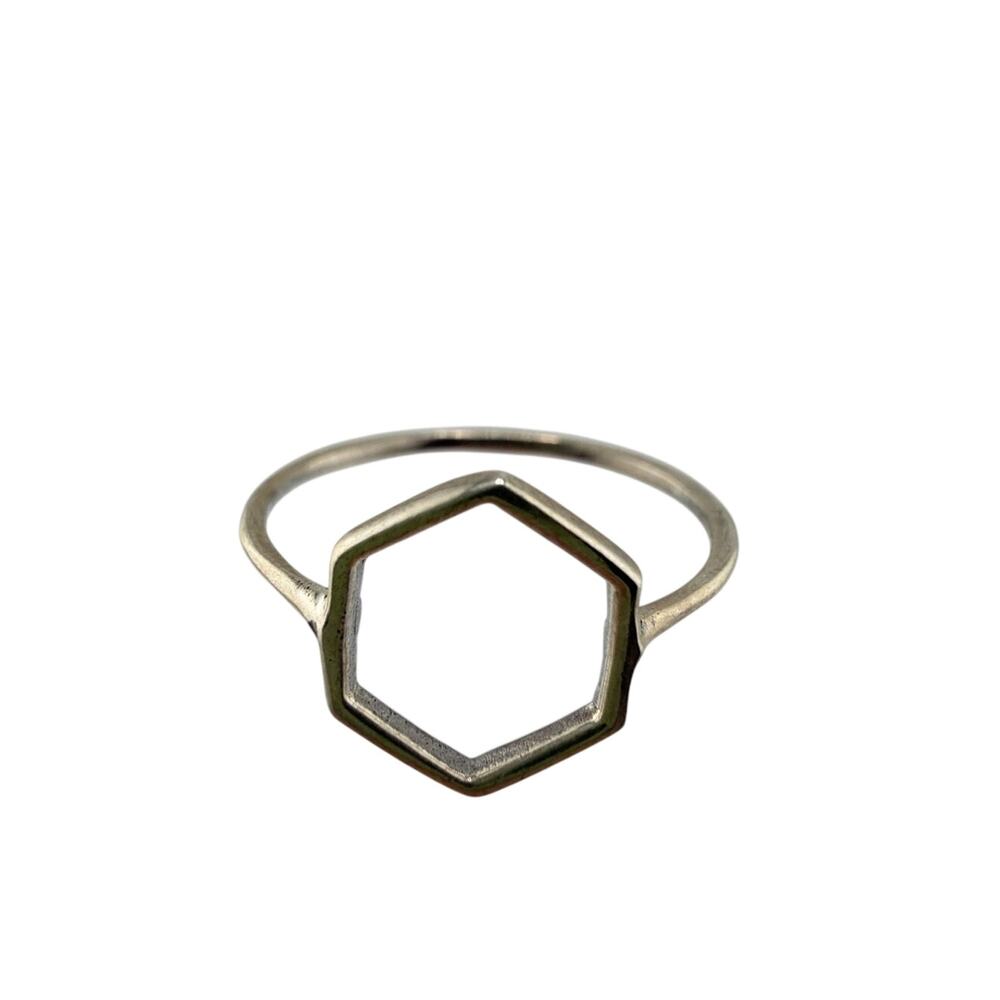 NEW Artisanal Sterling Silver Hexagon Ring Size 9 Boutique Collection